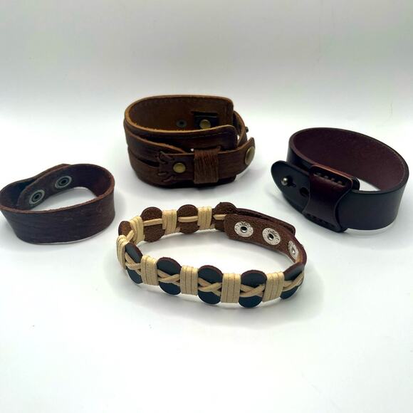 Leather bracelets, set of 5, 1 NWOT - Picture 1 of 9